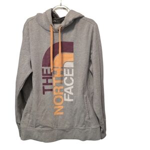 The North Face Gray Crewneck Hoodie with Orange & Burgundy Logo